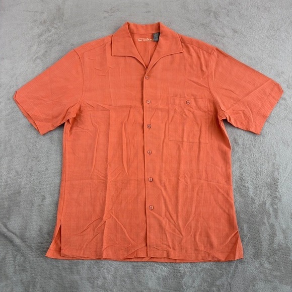 Tori Richard Other - Vintage Tori Richard Hawaiian Camp Shirt in Orange Silk Jacquard Men Medium